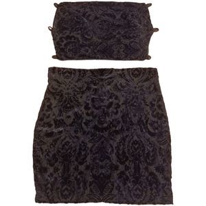 Lucy in the Sky Velvet Skirt Set Black Size Small
